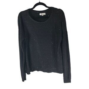 New Directions Womens Black Sweater With Sequins Scoop Neck Size L